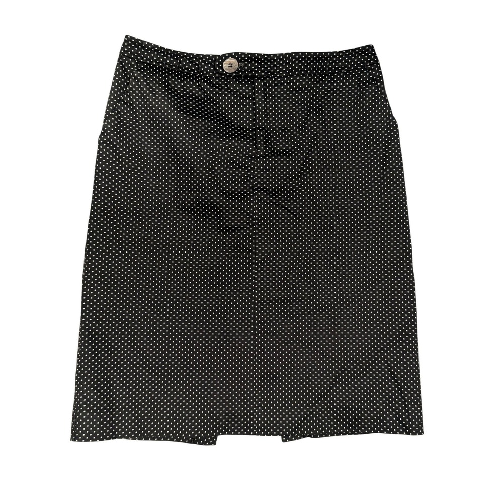 Michele Polka Dot Pencil Skirt 6 Women Black White Cotton Blend